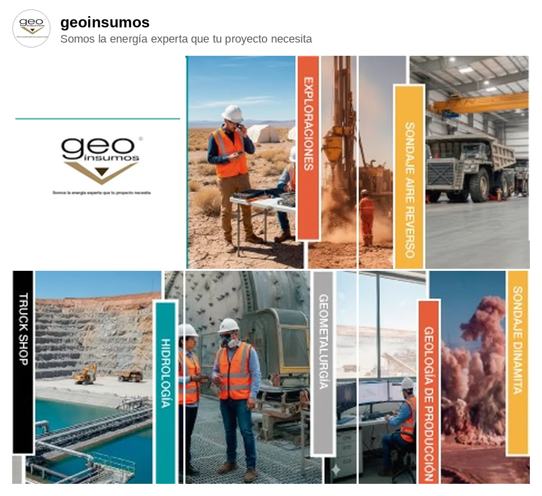 Feed de Instagram de GEOINSUMOS con su sistema visual
